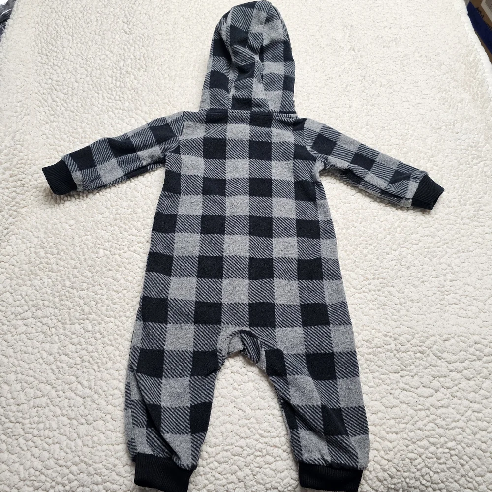 Carter's One Piece Velour Sherpa Zip Front Hooded Bear Front Applique 9 Months